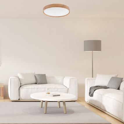 Brilagi - LED dimbare plafondlamp MANAROLA SMART LED/36W/230V 2700-6500K eiken Ø 51 cm Wi-Fi + Tuya afstandsbediening