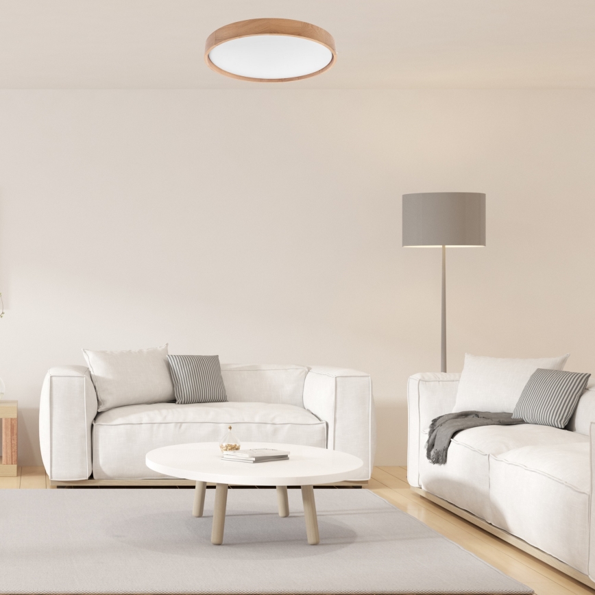 Brilagi - LED dimbare plafondlamp MANAROLA SMART LED/36W/230V 2700-6500K eiken Ø 51 cm Wi-Fi + Tuya afstandsbediening