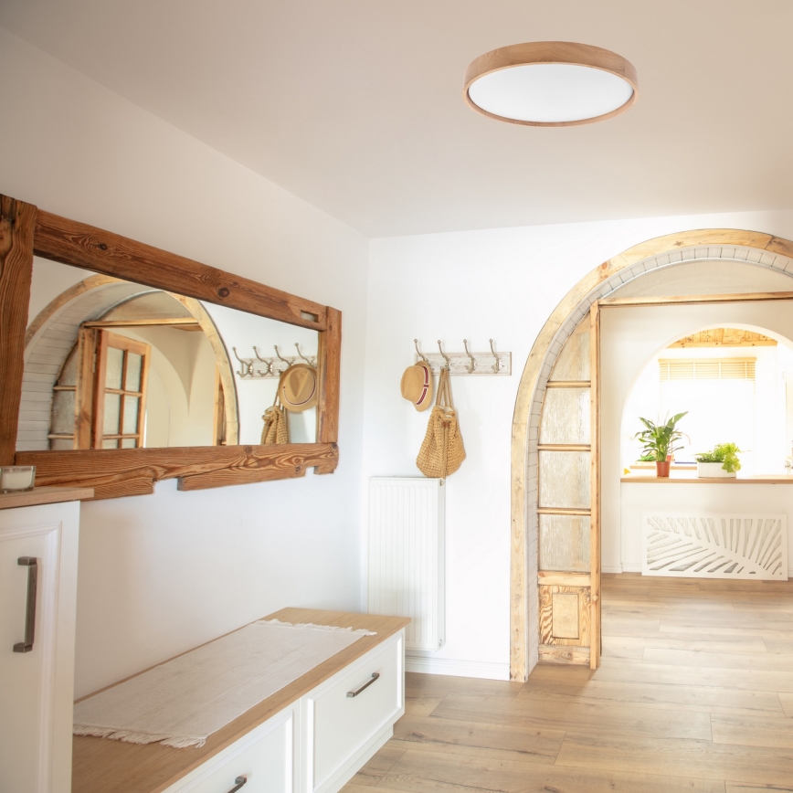 Brilagi - LED dimbare plafondlamp MANAROLA SMART LED/36W/230V 2700-6500K eiken Ø 51 cm Wi-Fi + Tuya afstandsbediening
