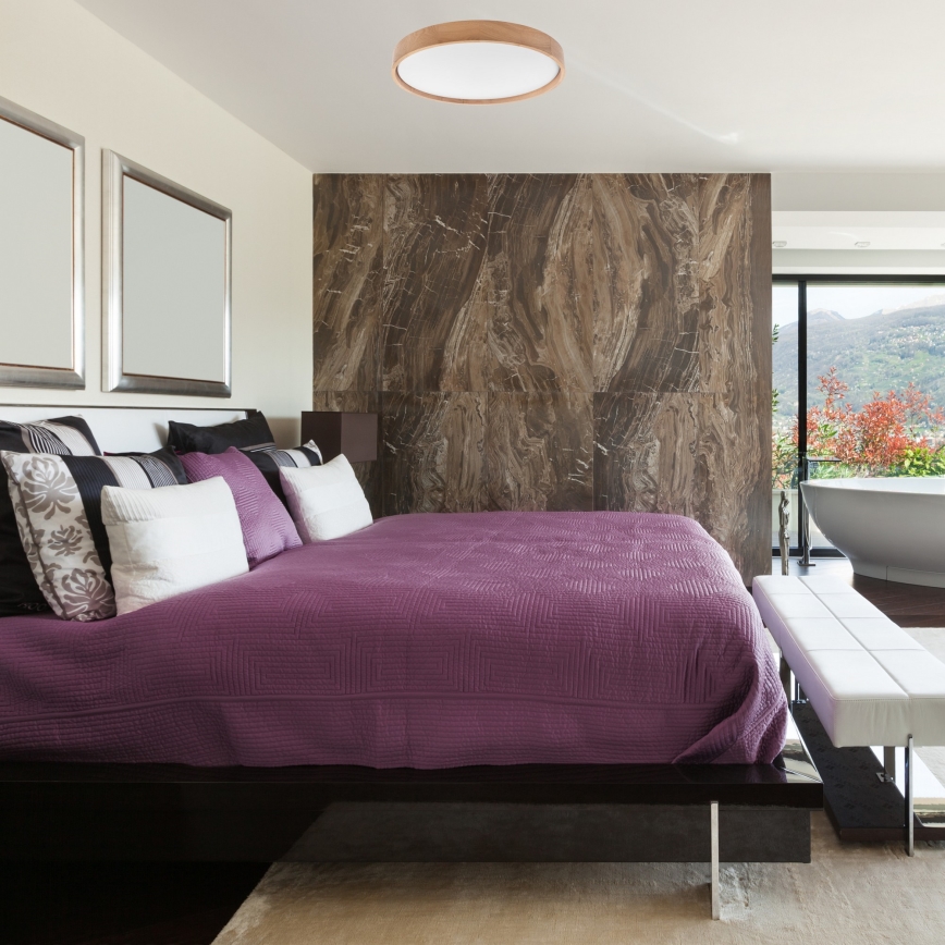 Brilagi - LED dimbare plafondlamp MANAROLA SMART LED/36W/230V 2700-6500K eiken Ø 51 cm Wi-Fi + Tuya afstandsbediening