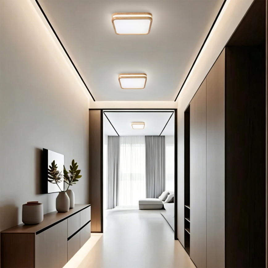 Brilagi - LED plafondlamp MOLINA SQUARE LED/32W/230V 3000/4000/6000K eiken 30x30 cm
