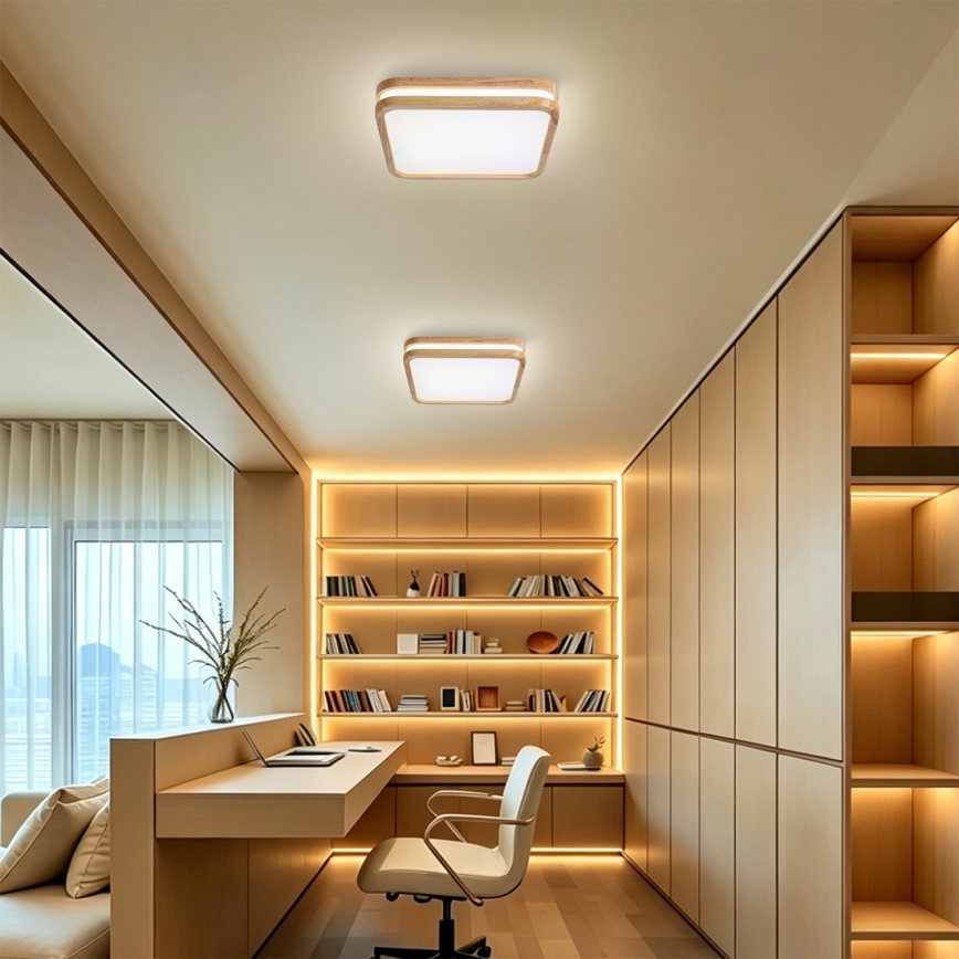 Brilagi - LED plafondlamp MOLINA SQUARE LED/32W/230V 3000/4000/6000K eiken 30x30 cm