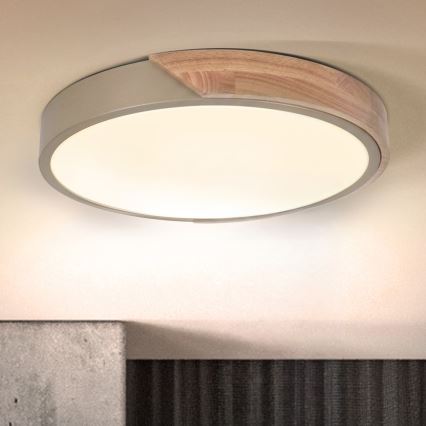 BRILAGI - LED-plafondlamp PILANA LED/24W/230V eiken/beige Ø 30 cm