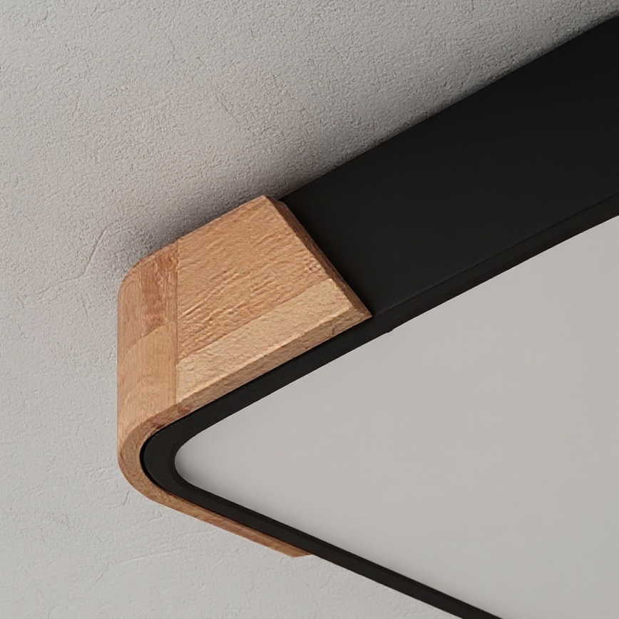 Brilagi - LED plafondlamp PILANA LED/24W/230V eiken/zwart 32x32 cm