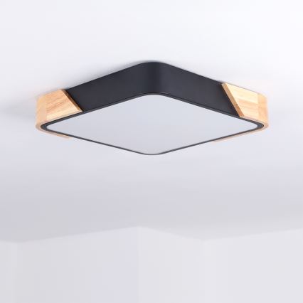 Brilagi - LED plafondlamp PILANA LED/24W/230V eiken/zwart 32x32 cm