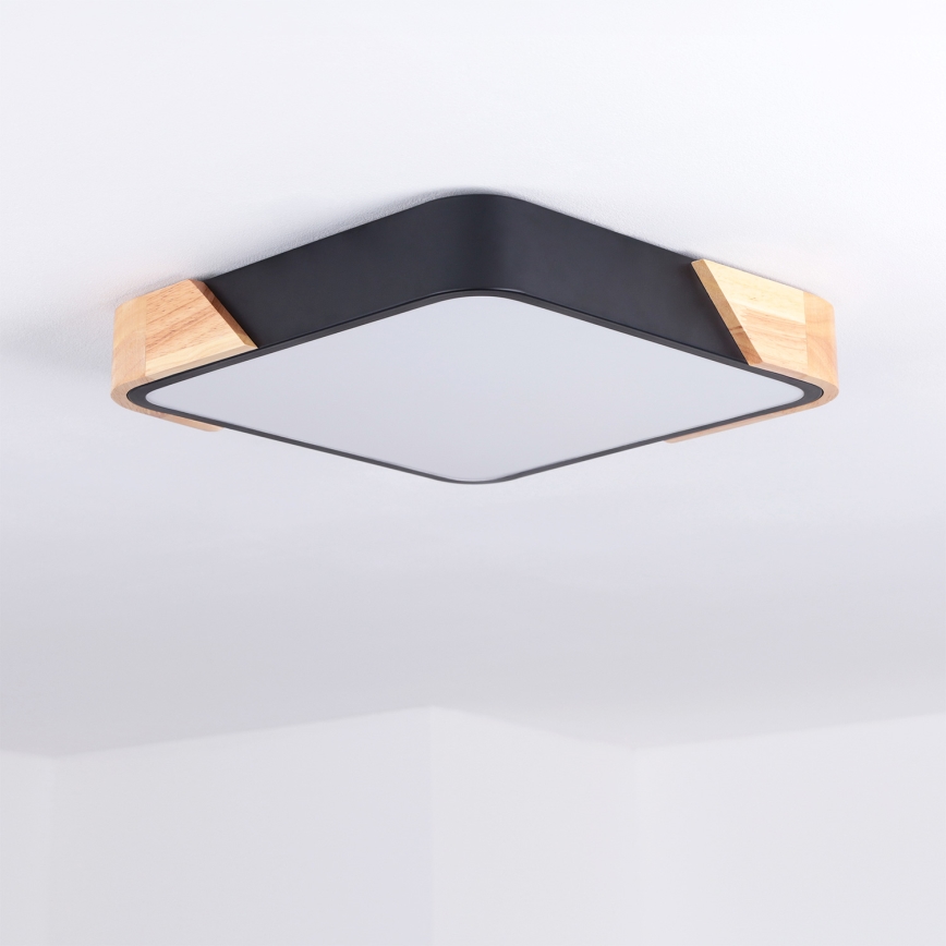 Brilagi - LED plafondlamp PILANA LED/24W/230V eiken/zwart 32x32 cm