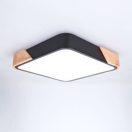 Brilagi - LED plafondlamp PILANA LED/24W/230V eiken/zwart 32x32 cm