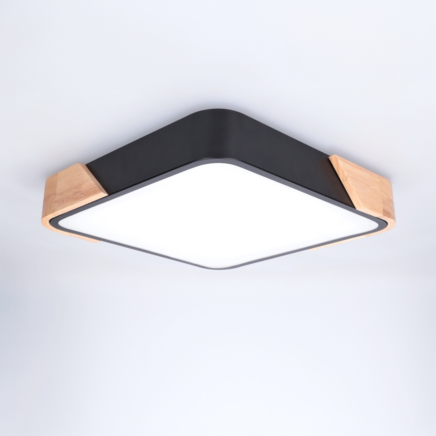 Brilagi - LED plafondlamp PILANA LED/24W/230V eiken/zwart 32x32 cm