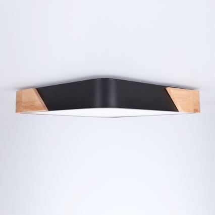 Brilagi - LED plafondlamp PILANA LED/24W/230V eiken/zwart 32x32 cm