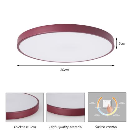 Brilagi - LED-plafondlamp POOL LED/100W/230V 3000/4000/6000K pr. 80 cm bordeaux