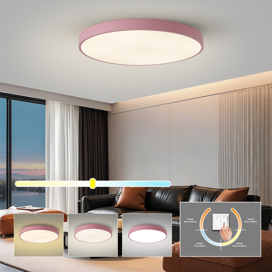 Brilagi - LED plafondlamp POOL LED/100W/230V 3000/4000/6000K Ø 80 cm roze