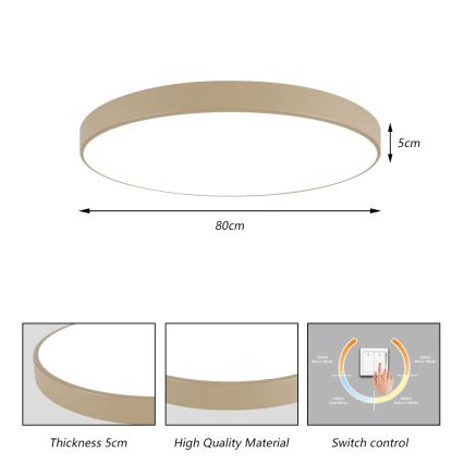 Brilagi - LED plafondlamp POOL LED/100W/230V 3000/4000/6000K Ø 80 cm beige