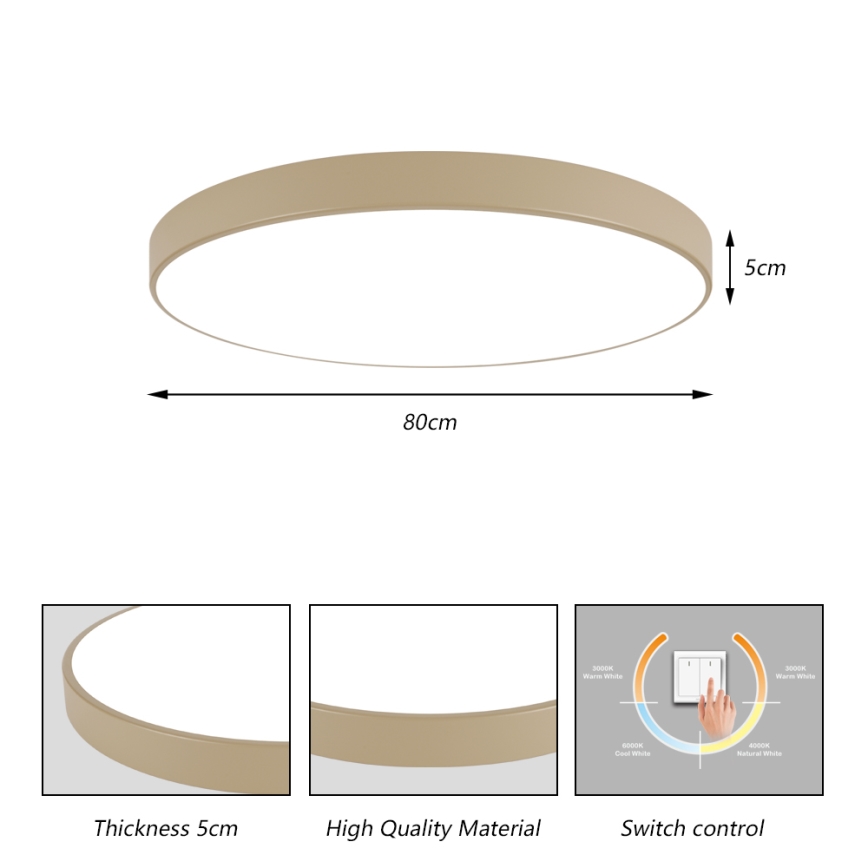 Brilagi - LED plafondlamp POOL LED/100W/230V 3000/4000/6000K Ø 80 cm beige