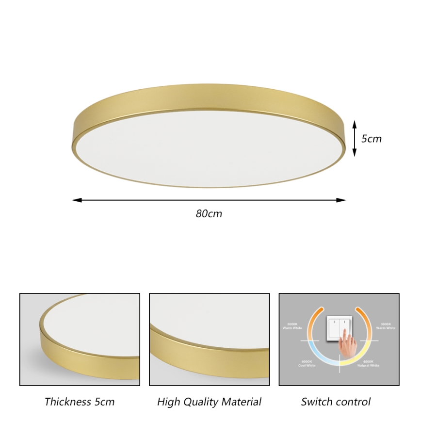 Brilagi - LED plafondlamp POOL LED/100W/230V 3000/4000/6000K Ø 80 cm goudkleurig