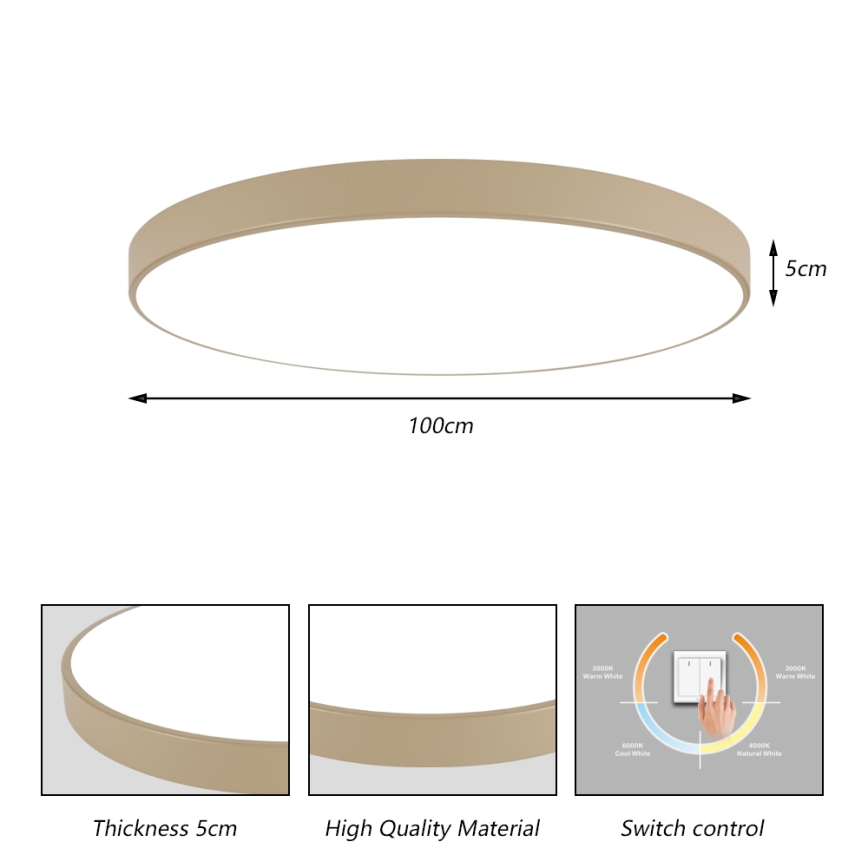 Brilagi - LED-plafondlamp POOL LED/128W/230V 3000/4000/6000K Ø 100 cm beige