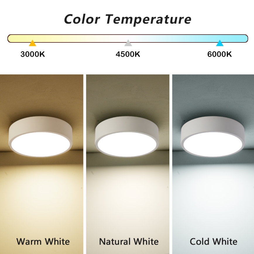 Brilagi - LED-plafondlamp POOL LED, 18 W, 230 V, 3000/4000/6000 K, Ø 20 cm, wit