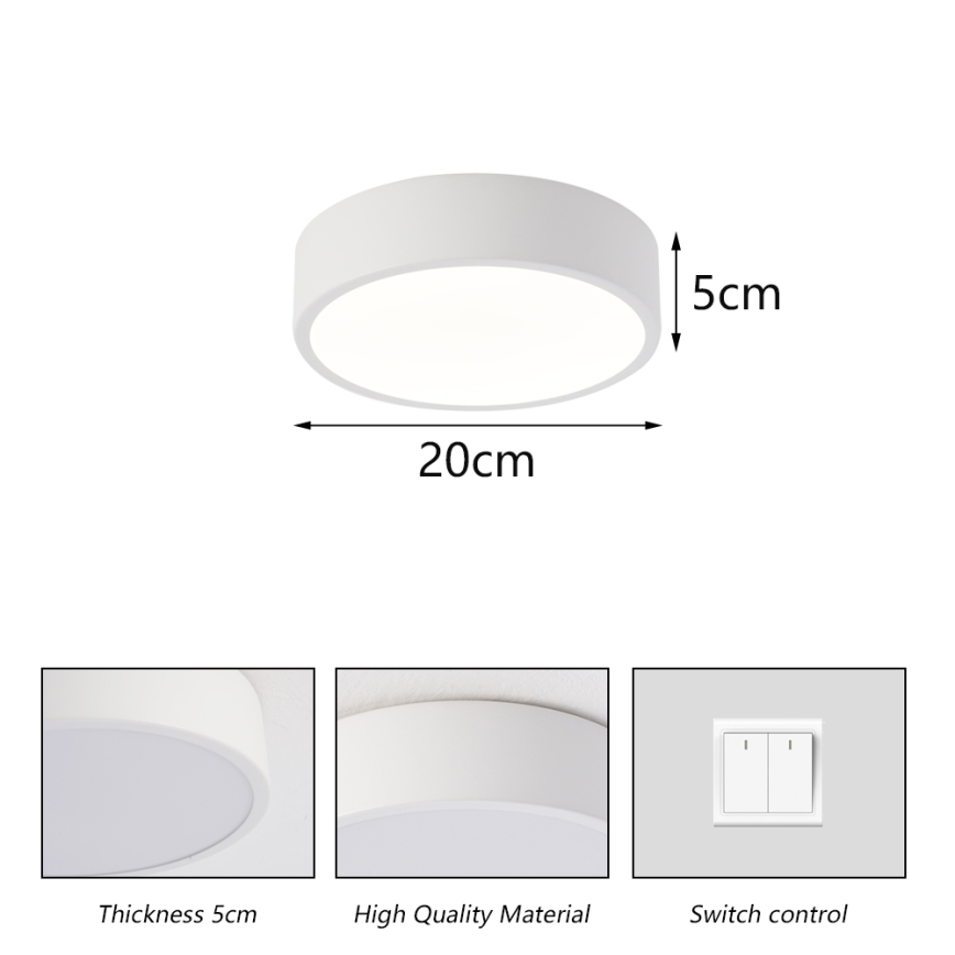 Brilagi - LED-plafondlamp POOL LED, 18 W, 230 V, 3000/4000/6000 K, Ø 20 cm, wit