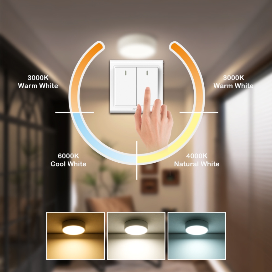 Brilagi - LED-plafondlamp POOL LED, 18 W, 230 V, 3000/4500/6000 K, Ø 20 cm, wit