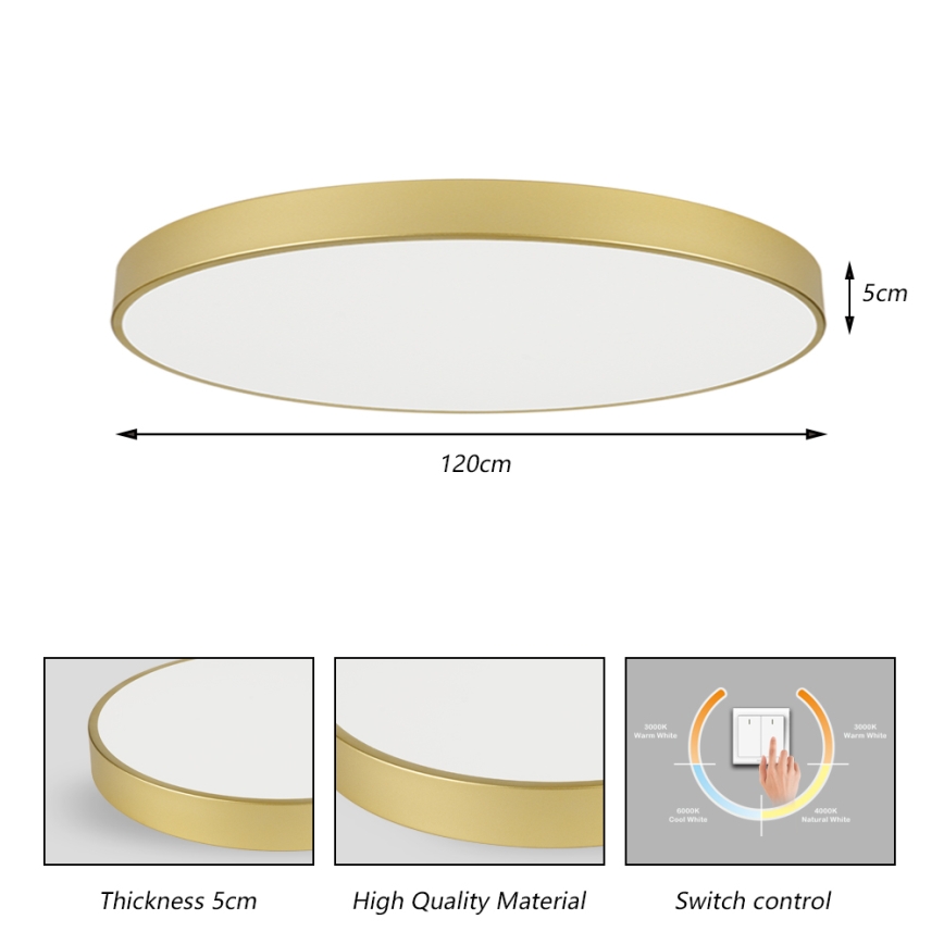 Brilagi - LED plafondlamp POOL LED/180W/230V 3000/4500/6000K Ø 120 cm goudkleurig