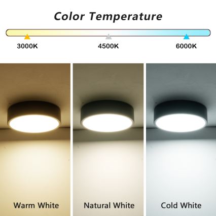 Brilagi - LED plafondlamp POOL LED/18W/230V 3000/4000/6000K Ø 20 cm zwart