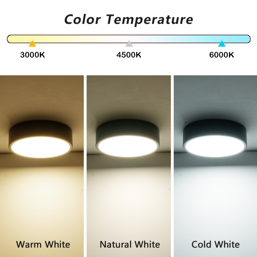 Brilagi - LED plafondlamp POOL LED/18W/230V 3000/4000/6000K Ø 20 cm zwart