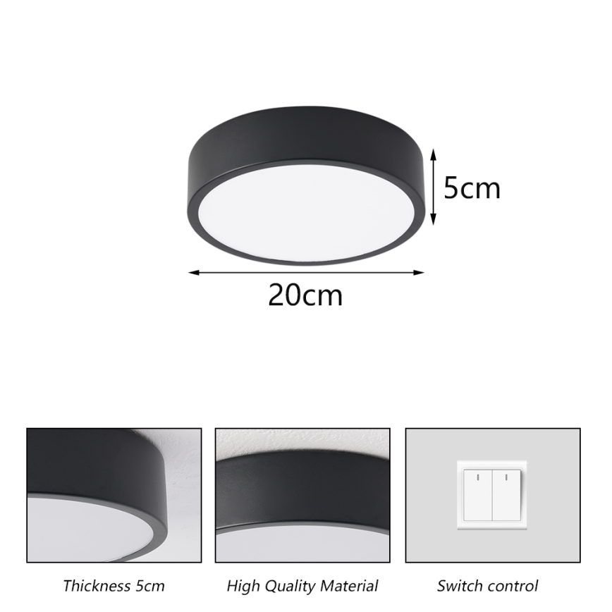 Brilagi - LED plafondlamp POOL LED/18W/230V 3000/4500/6000K Ø 20 cm zwart