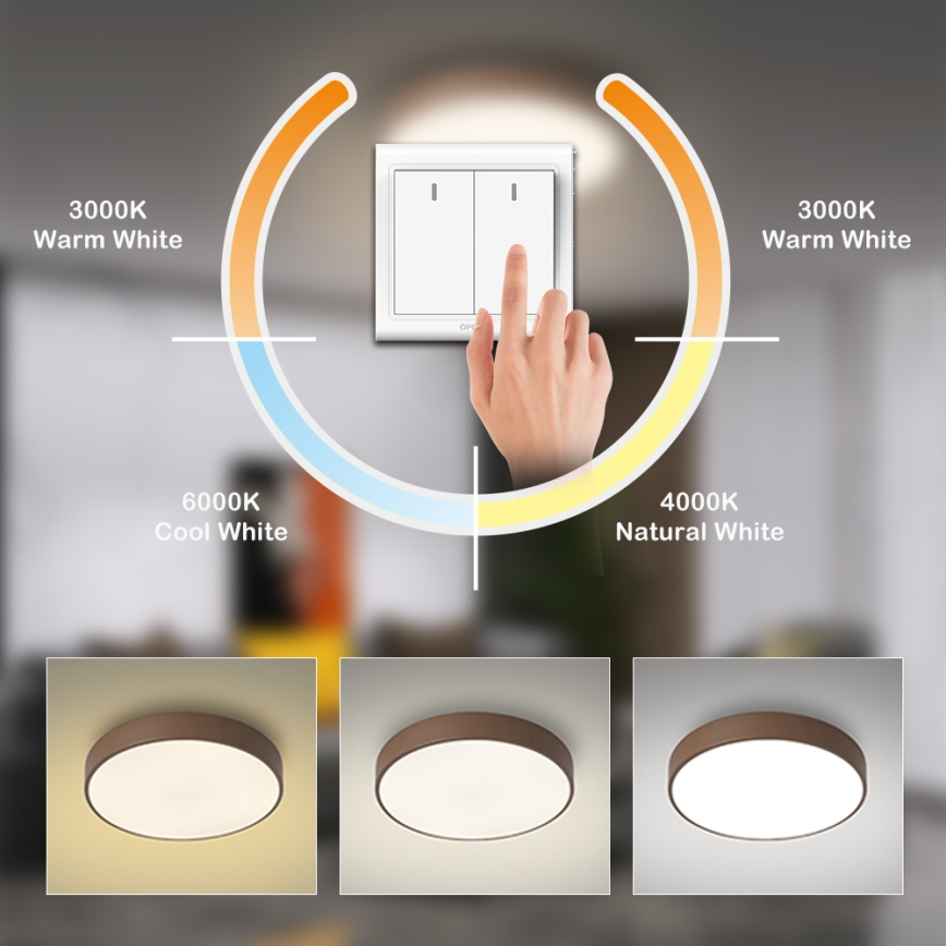 Brilagi - LED-plafondlamp POOL LED/36W/230V 3000/4000/6000K Ø 30 cm bruin