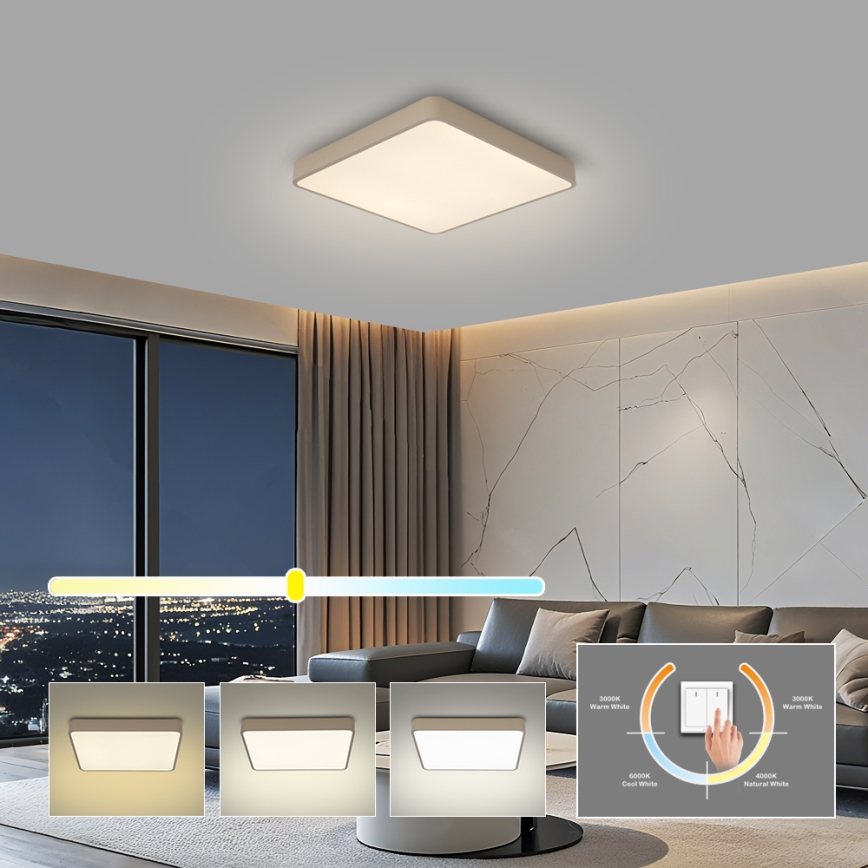 Brilagi - LED plafondlamp POOL LED/36W/230V 3000/4000/6000K 40x40 cm beige
