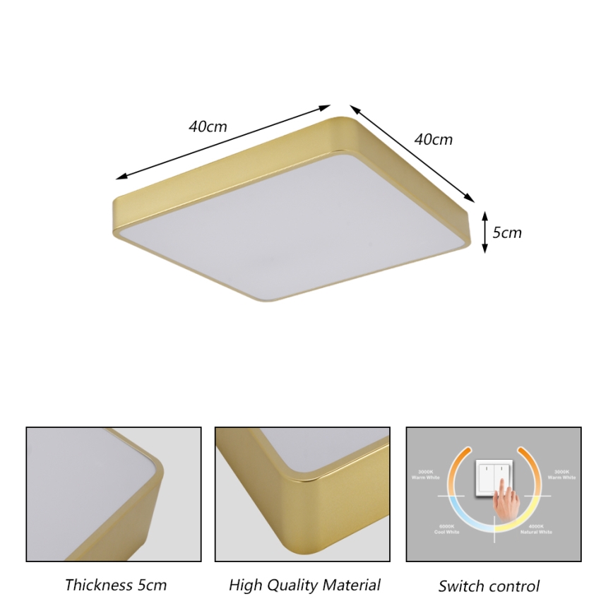 Brilagi - LED plafondlamp POOL LED/36W/230V 3000/4000/6000K 40x40 cm goudkleurig