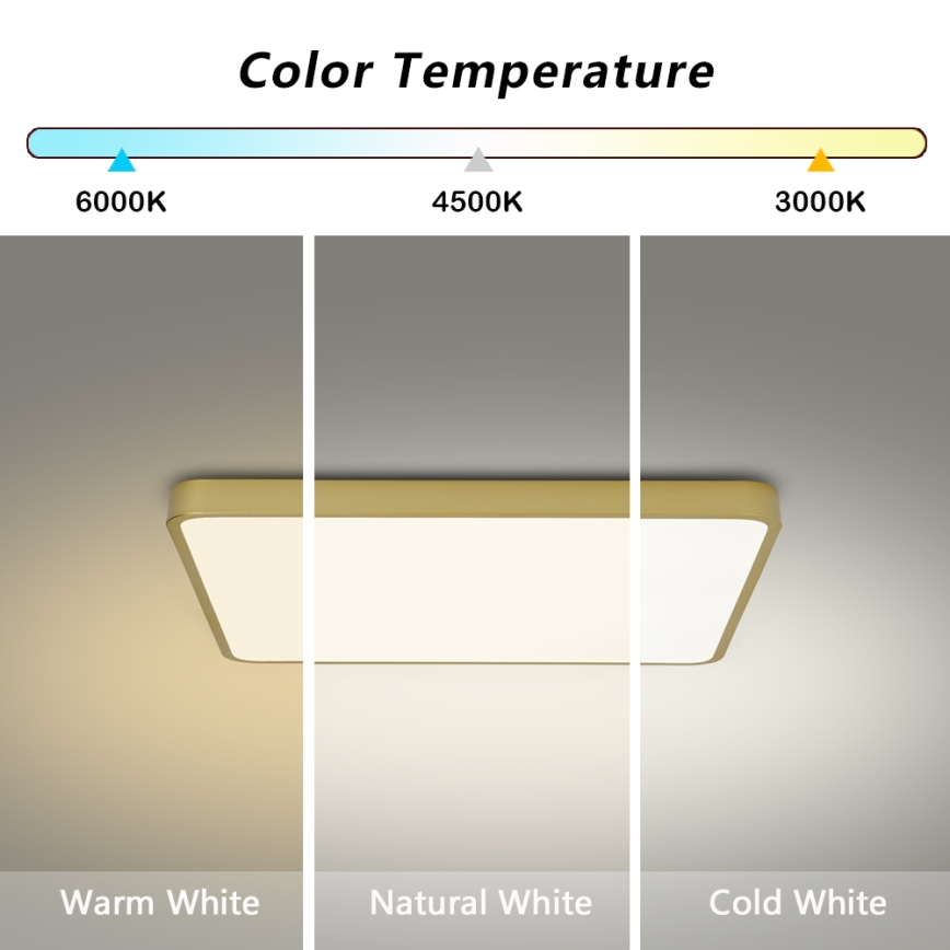 Brilagi - LED-plafondlamp POOL LED/36W/230V 3000/4500/6000K 40x40 cm goudkleurig