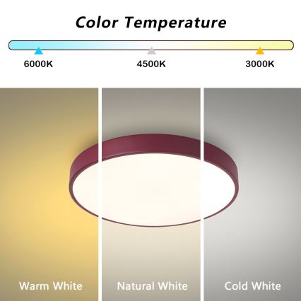 Brilagi - POOL LED plafondlamp Ø 40 cm, 48 W, 230 V, 3000/4000/6000 K, bordeaux