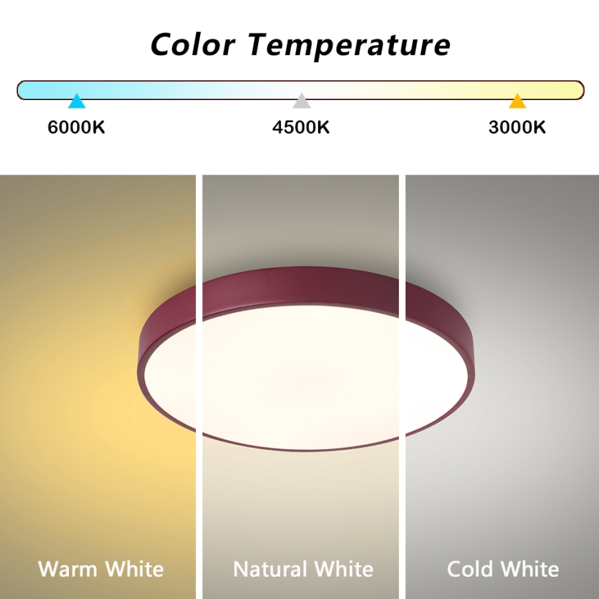 Brilagi - POOL LED plafondlamp Ø 40 cm, 48 W, 230 V, 3000/4000/6000 K, bordeaux