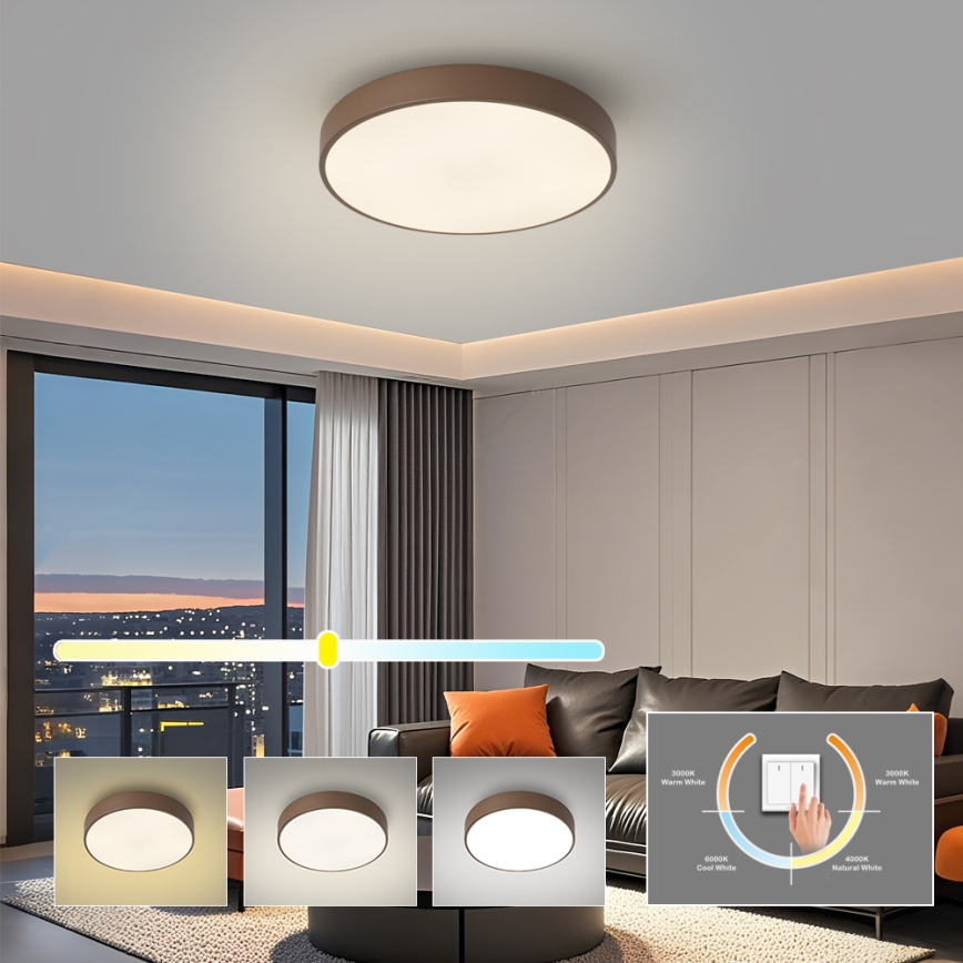 Brilagi - LED-plafondlamp POOL LED/48W/230V 3000/4000/6000K Ø 40 cm bruin