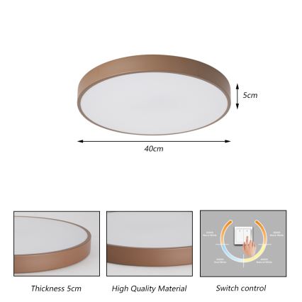 Brilagi - LED-plafondlamp POOL LED/48W/230V 3000/4000/6000K Ø 40 cm bruin