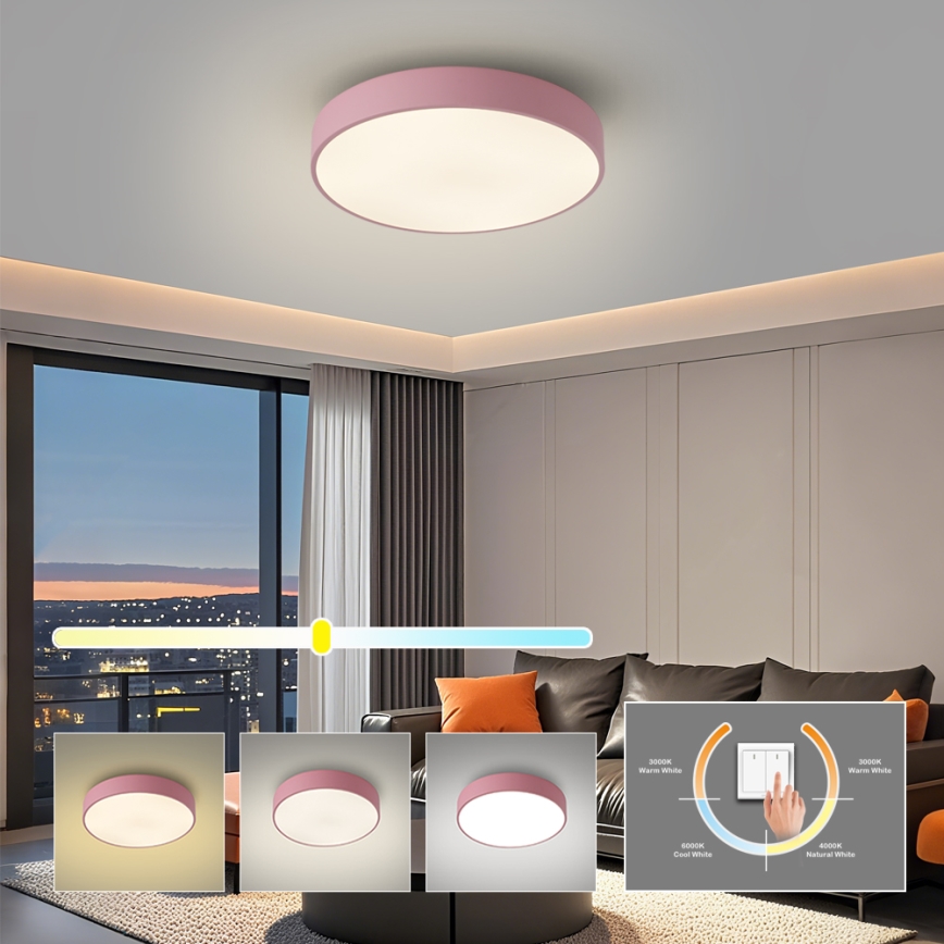 Brilagi - LED-plafondlamp POOL LED/48W/230V 3000/4000/6000K Ø 40 cm roze