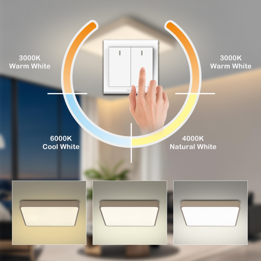 Brilagi - LED plafondlamp POOL LED/48W/230V 3000/4500/6000K 50x50 cm beige