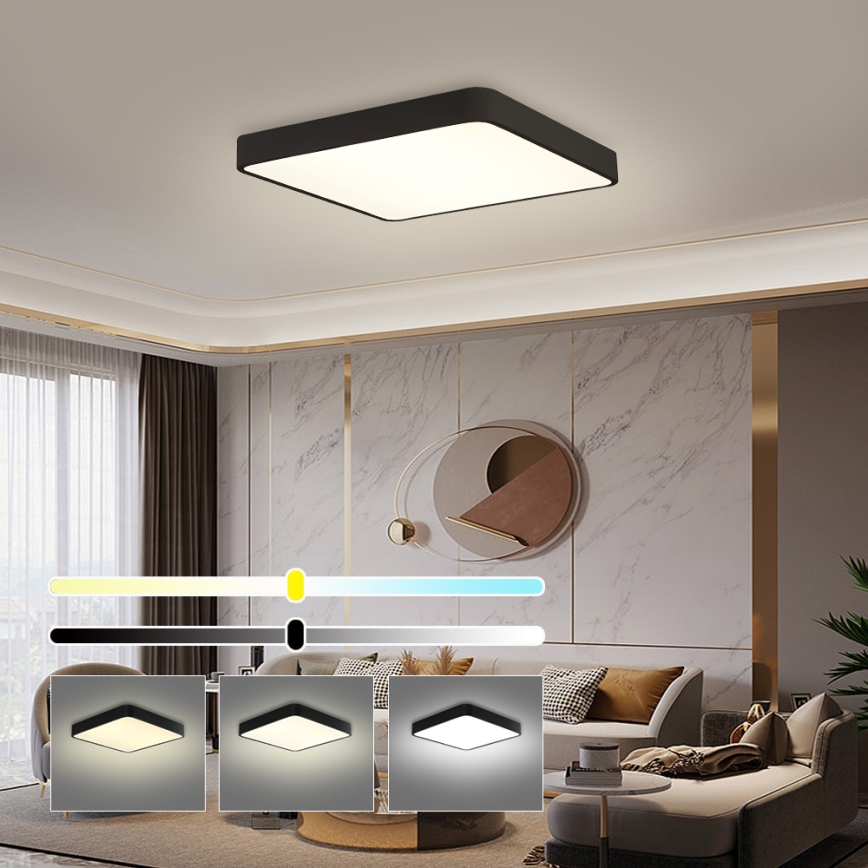 Brilagi - LED Plafondlamp POOL LED/48W/230V 3000/4500/6000K 50x50 cm zwart