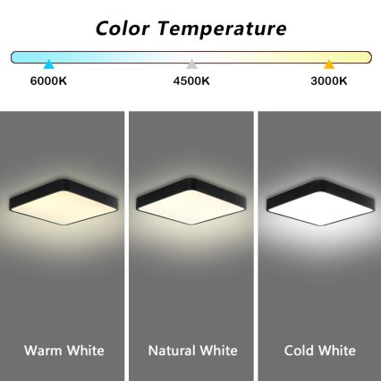 Brilagi - LED Plafondlamp POOL LED/48W/230V 3000/4500/6000K 50x50 cm zwart
