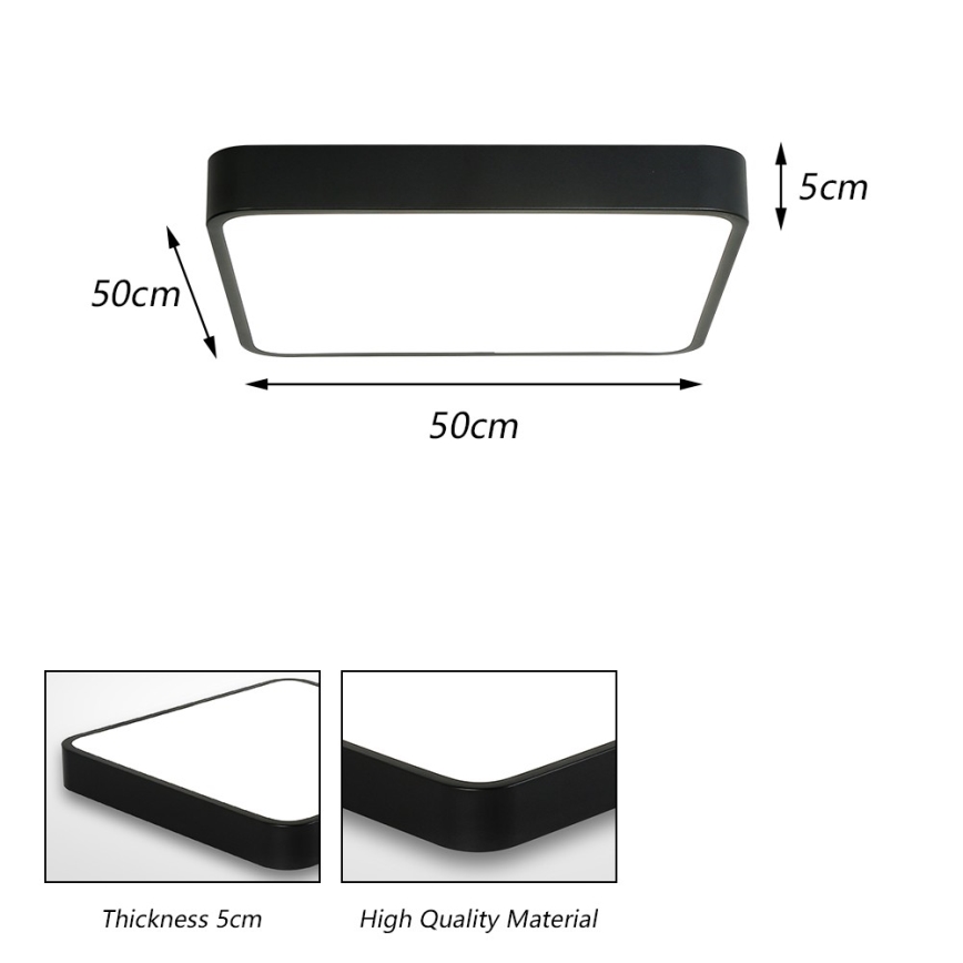 Brilagi - LED Plafondlamp POOL LED/48W/230V 3000/4500/6000K 50x50 cm zwart