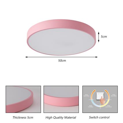 Brilagi - LED plafondlamp POOL LED/60W/230V 3000/4000/6000K Ø 50 cm roze