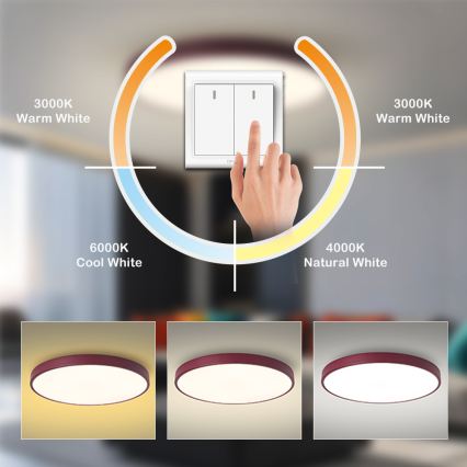 Brilagi - LED-plafondlamp POOL LED/60W/230V 3000/4000/6000K Ø 60 cm bordeaux