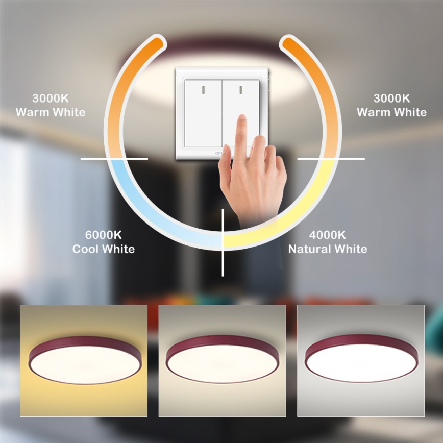 Brilagi - LED-plafondlamp POOL LED/60W/230V 3000/4000/6000K Ø 60 cm bordeaux