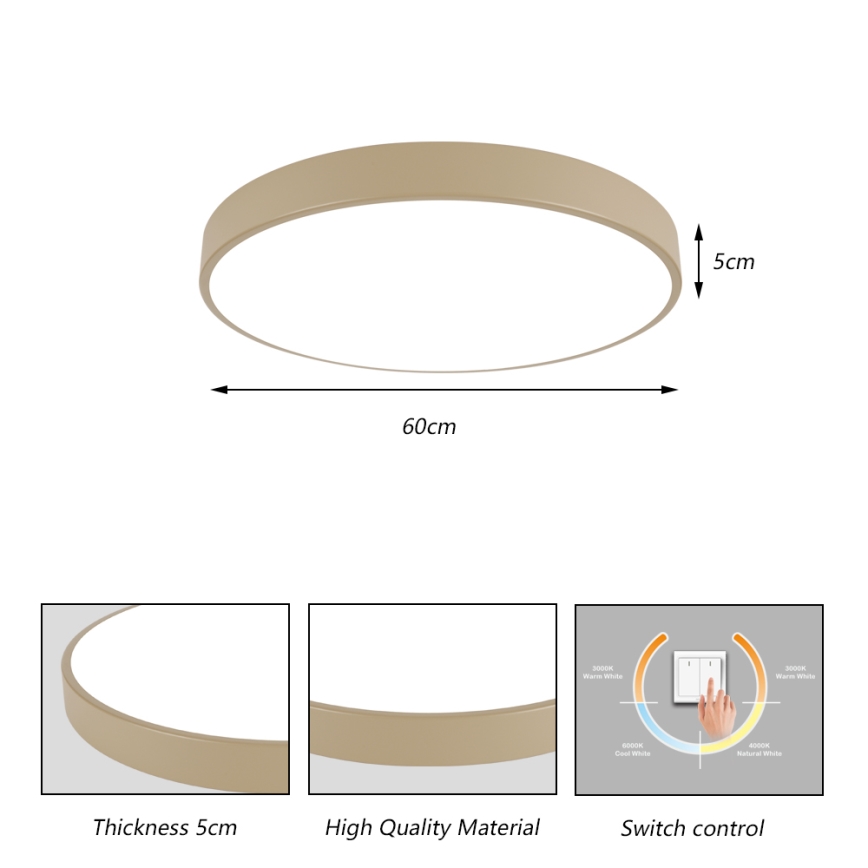 Brilagi - LED-plafondlamp POOL LED/60W/230V 3000/4000/6000K Ø 60 cm beige