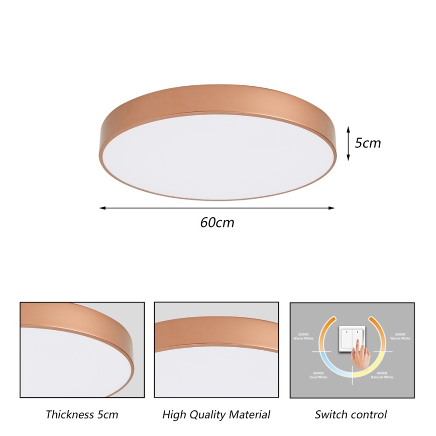 Brilagi - LED plafondlamp POOL LED/60W/230V 3000/4000/6000K Ø 60 cm bronskleurig