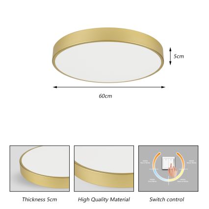 Brilagi - LED plafondlamp POOL LED/60W/230V 3000/4000/6000K Ø 60 cm goudkleurig