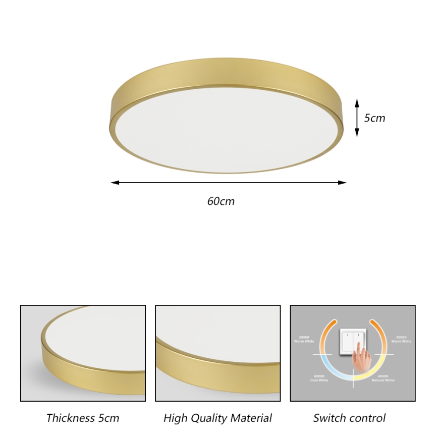 Brilagi - LED plafondlamp POOL LED/60W/230V 3000/4000/6000K Ø 60 cm goudkleurig
