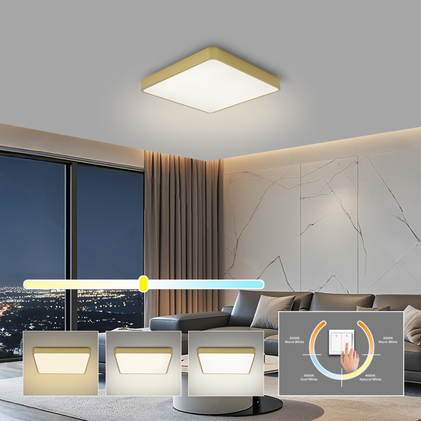 BRILAGI - LED plafondlamp POOL SQUARE LED/36W/230V 3000/4000/6000K 40x40 cm goudkleurig