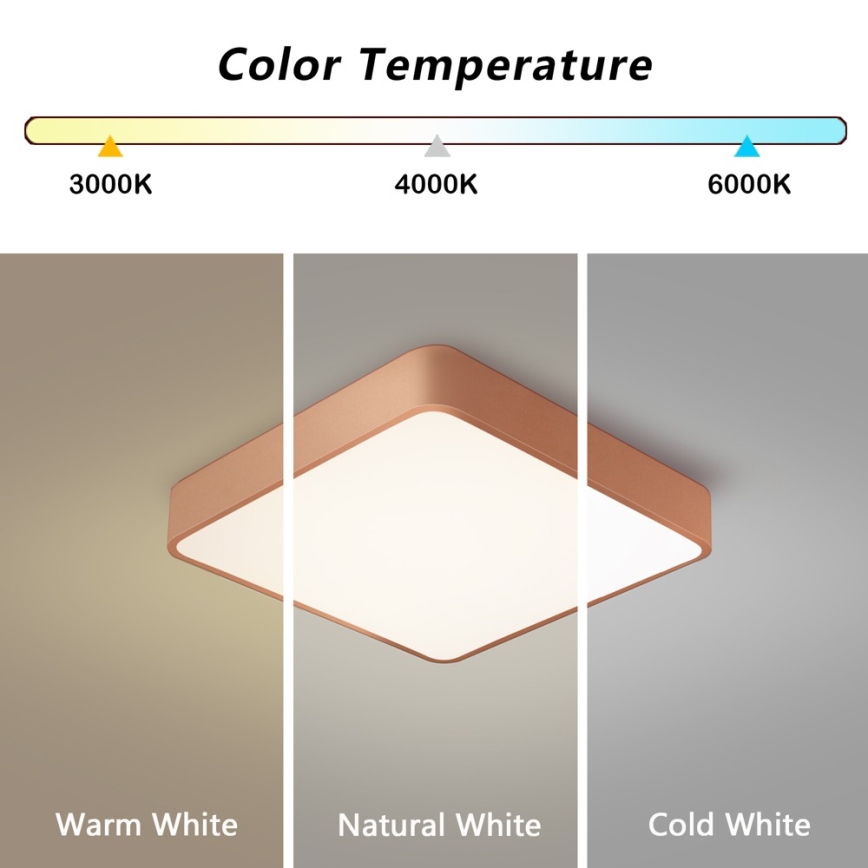 BRILAGI - LED plafondlamp POOL SQUARE LED/48W/230V 3000/4000/6000K 50x50 cm koperkleurig