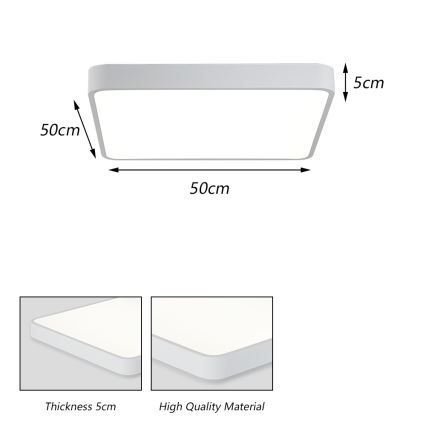 Brilagi - LED Plafondlamp POOL SQUARE LED/48W/230V 3000/4500/6000K 50x50 cm wit
