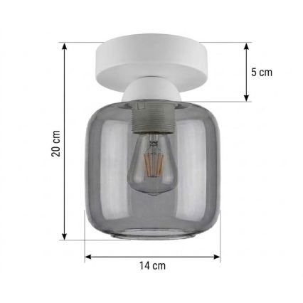 BRILAGI - LED plafondlamp RETRO GLASS 1xE27/60W/230V Ø 14 cm wit/rookgrijs